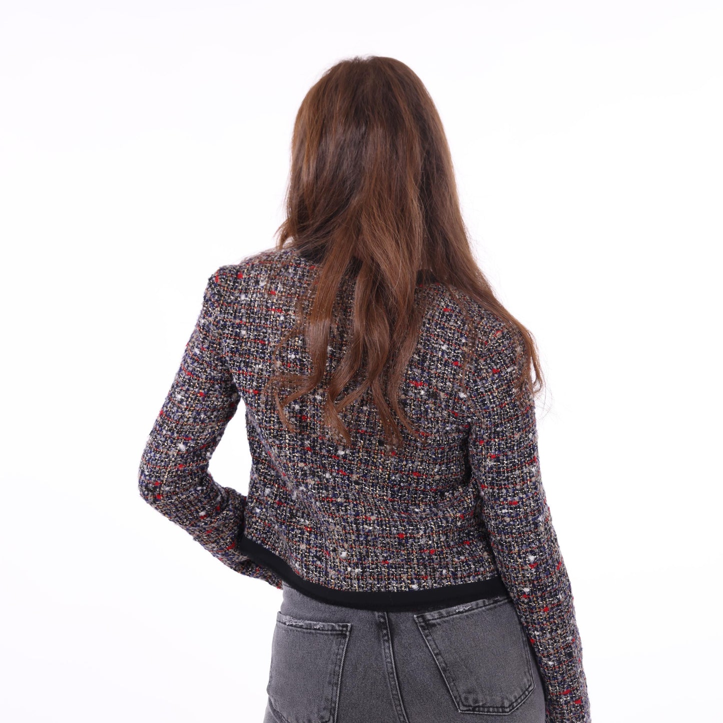 Cropped Multicolor Tweed Jacket