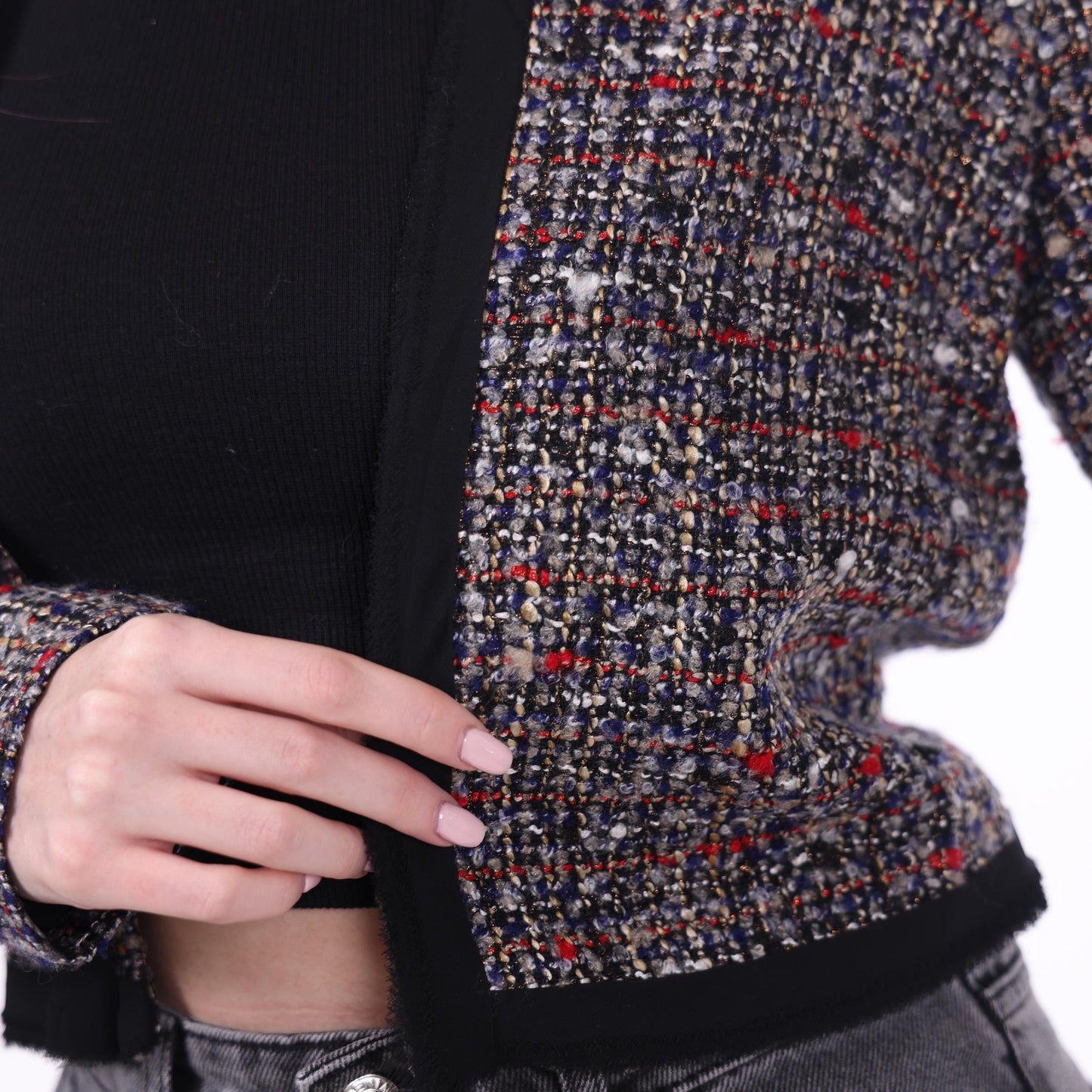 Cropped Multicolor Tweed Jacket