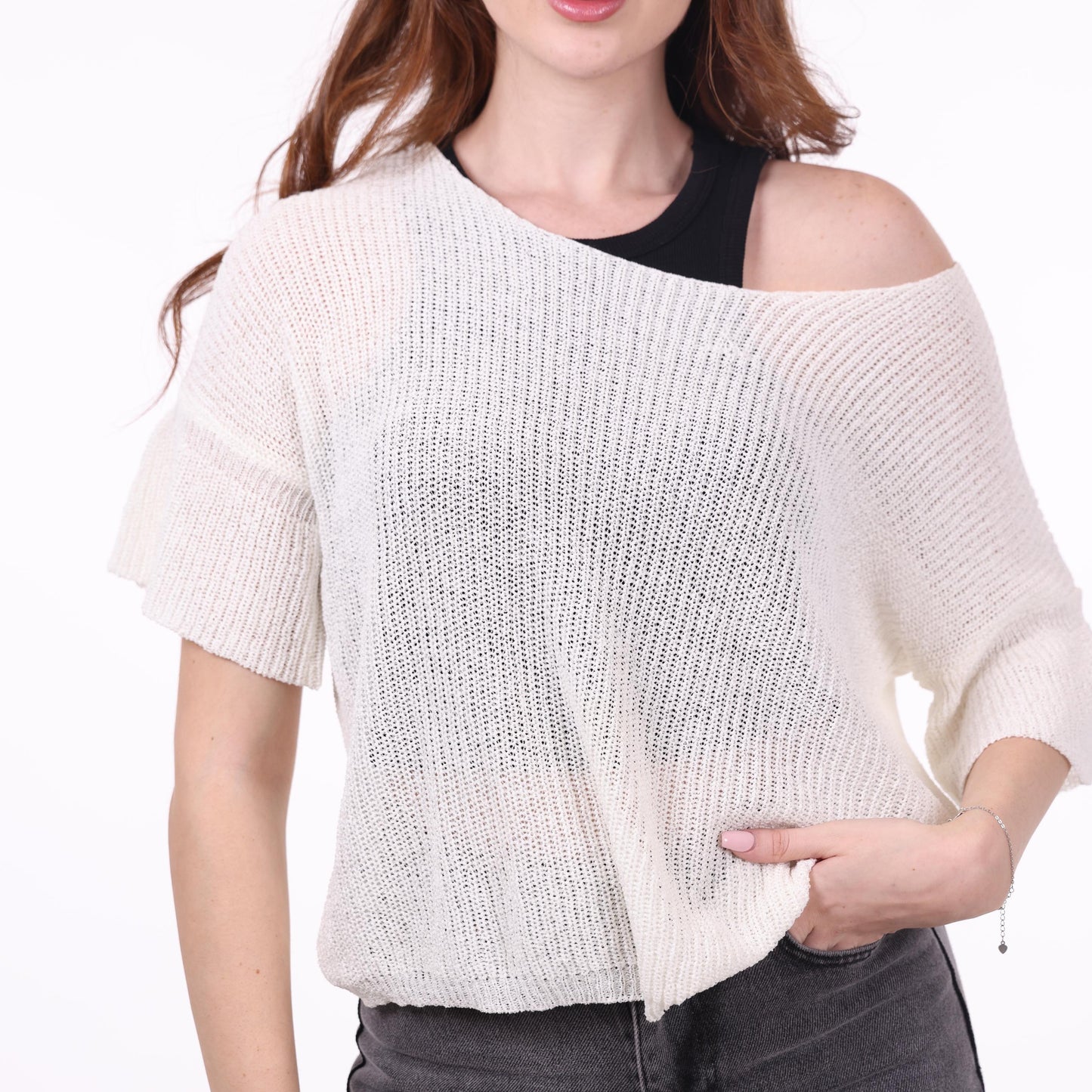 Off-Shoulder Knit Sweater