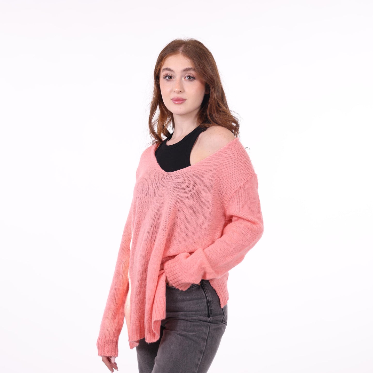 Soft Pink Oversized Knit Sweater