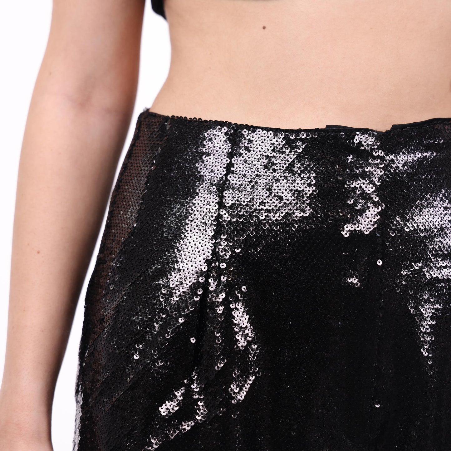 Black Sequin High-Waisted Shorts