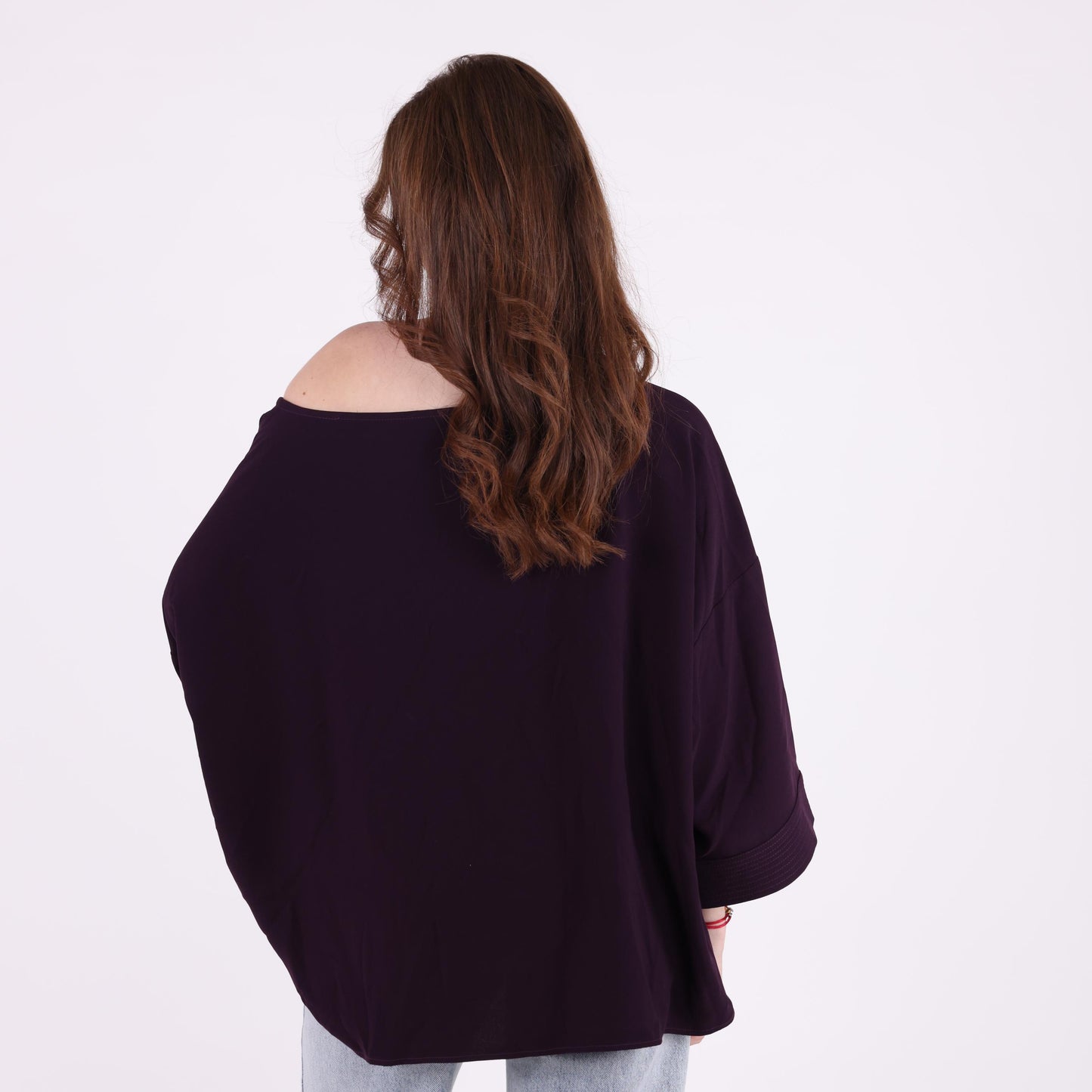 Oversized Off-Shoulder Plum Top