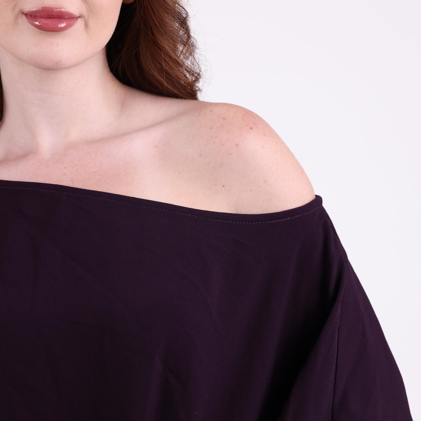 Oversized Off-Shoulder Plum Top