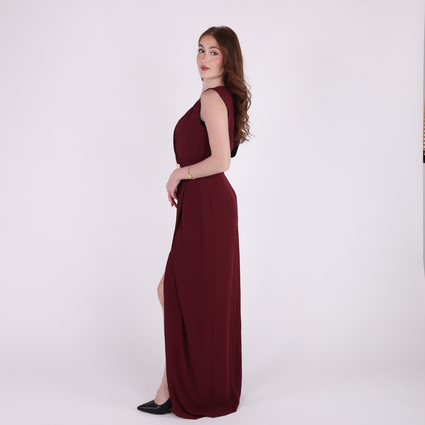 Sleeveless Burgundy Maxi Dress