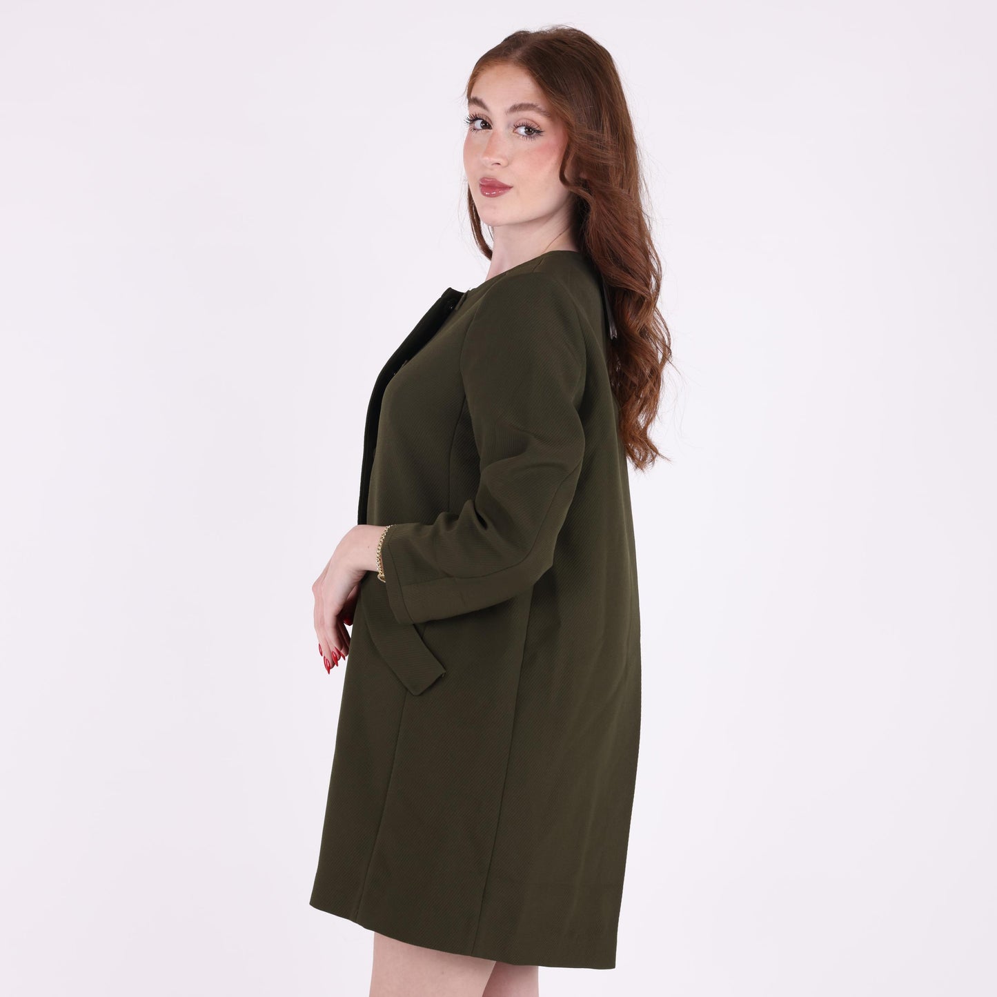 Olive Green Button-Front Coat