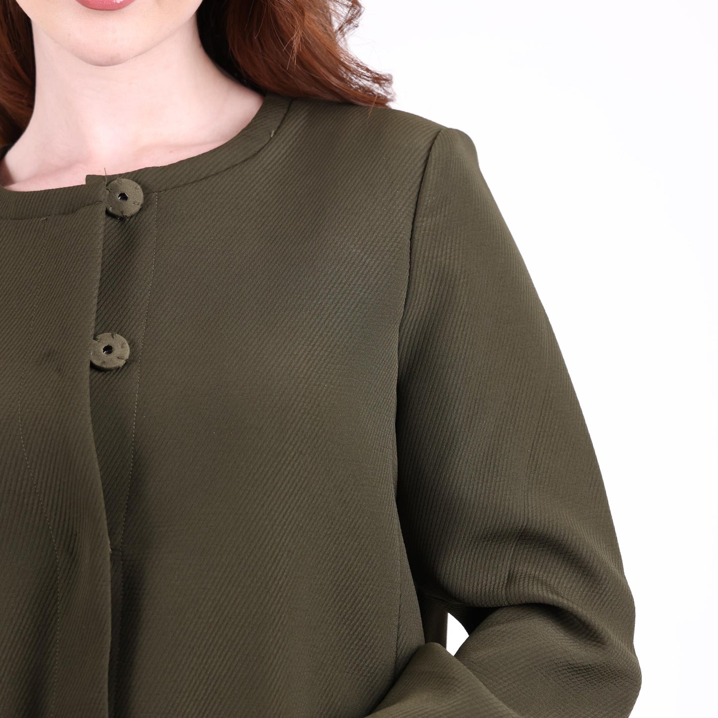 Olive Green Button-Front Coat