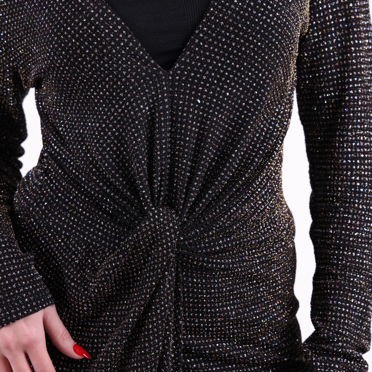 Shimmering Black Maxi Gown with Front Knot and Side Slit