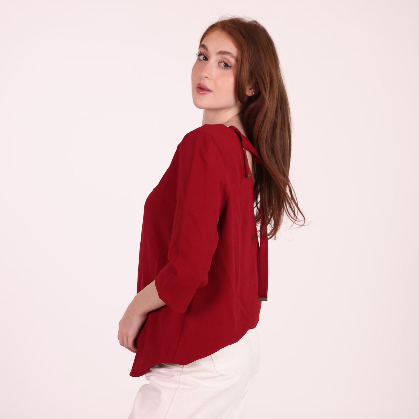 Deep Red 3/4 Sleeve Blouse