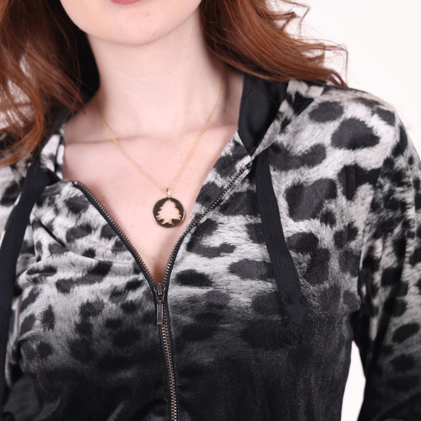 Black and Gray Gradient Animal Print Hoodie