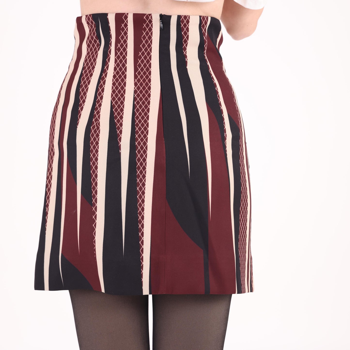 Striped Mini Skirt with Grommet Detailing