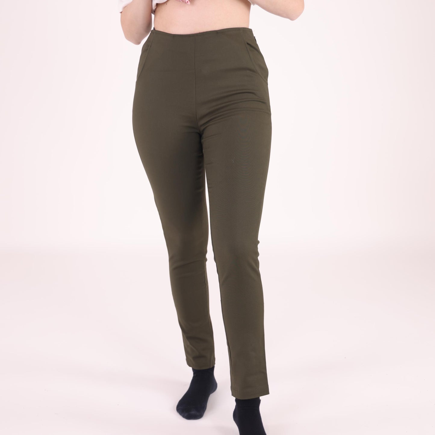 Olive Green Slim-Fit Trousers