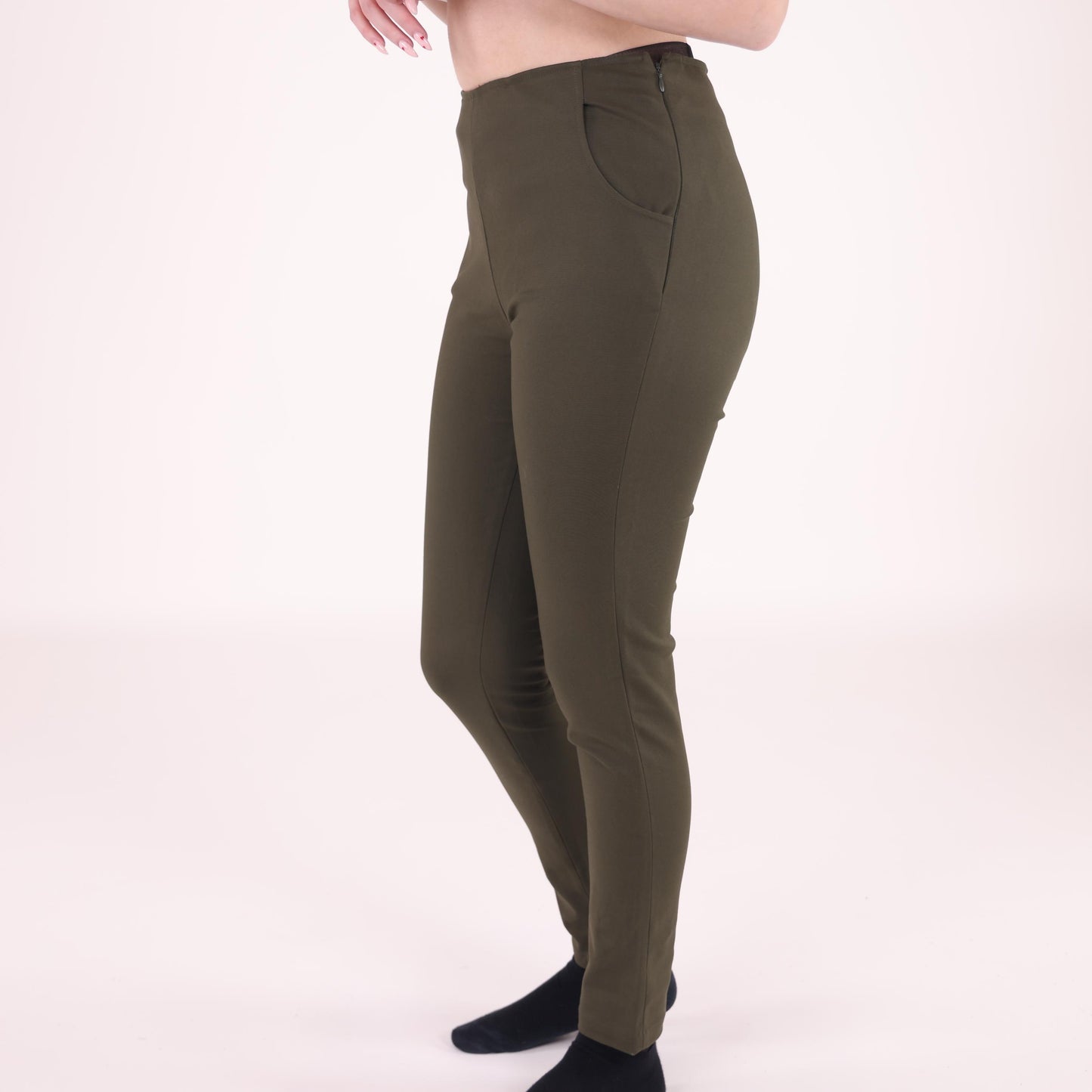 Olive Green Slim-Fit Trousers