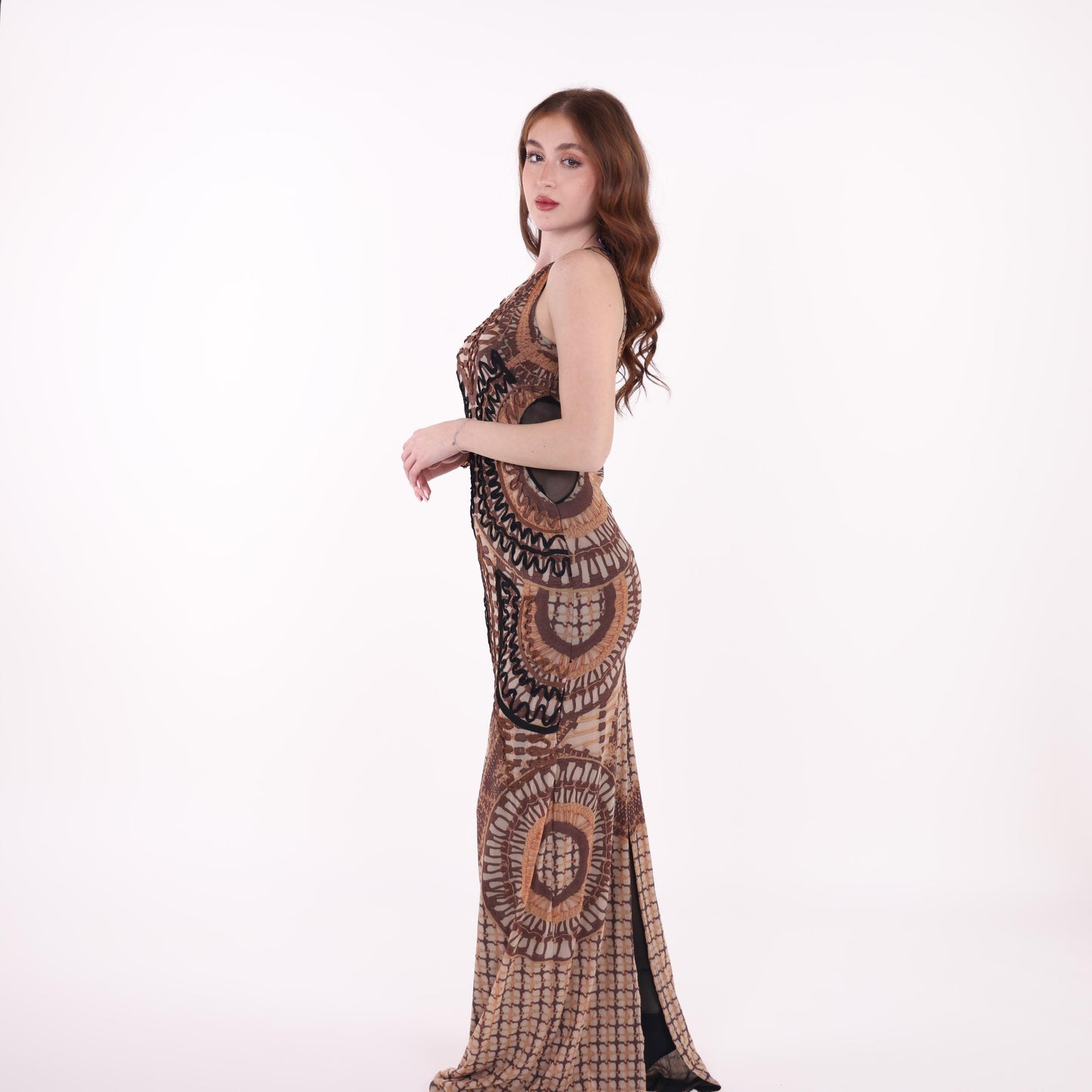 Sleeveless Geometric Print Maxi Dress