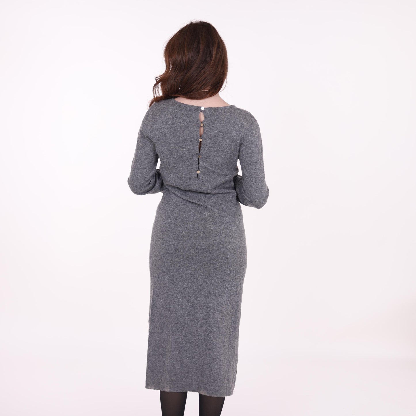 Gray Knit Midi Sweater Dress