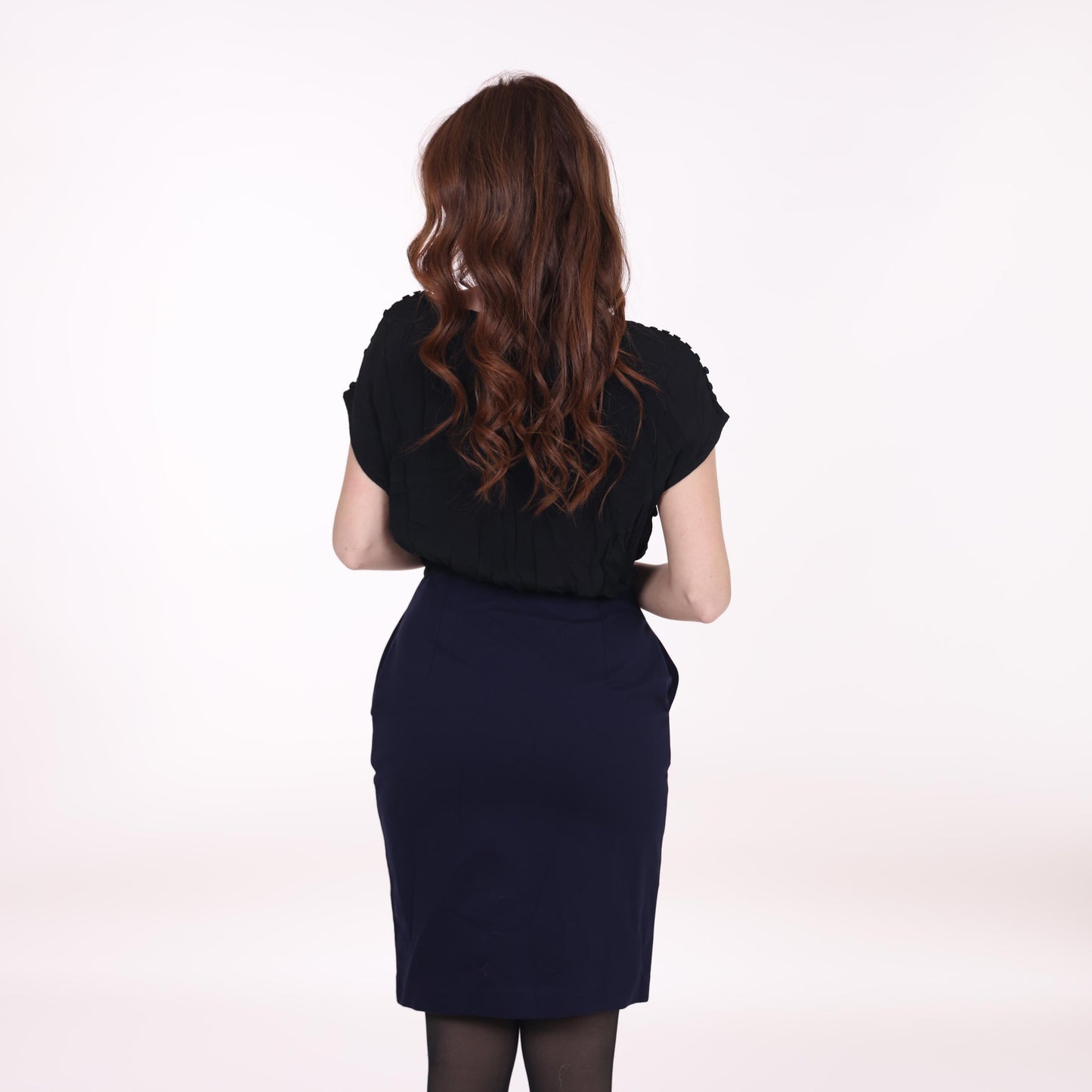 Black and Navy Two-Tone Pencil Dress