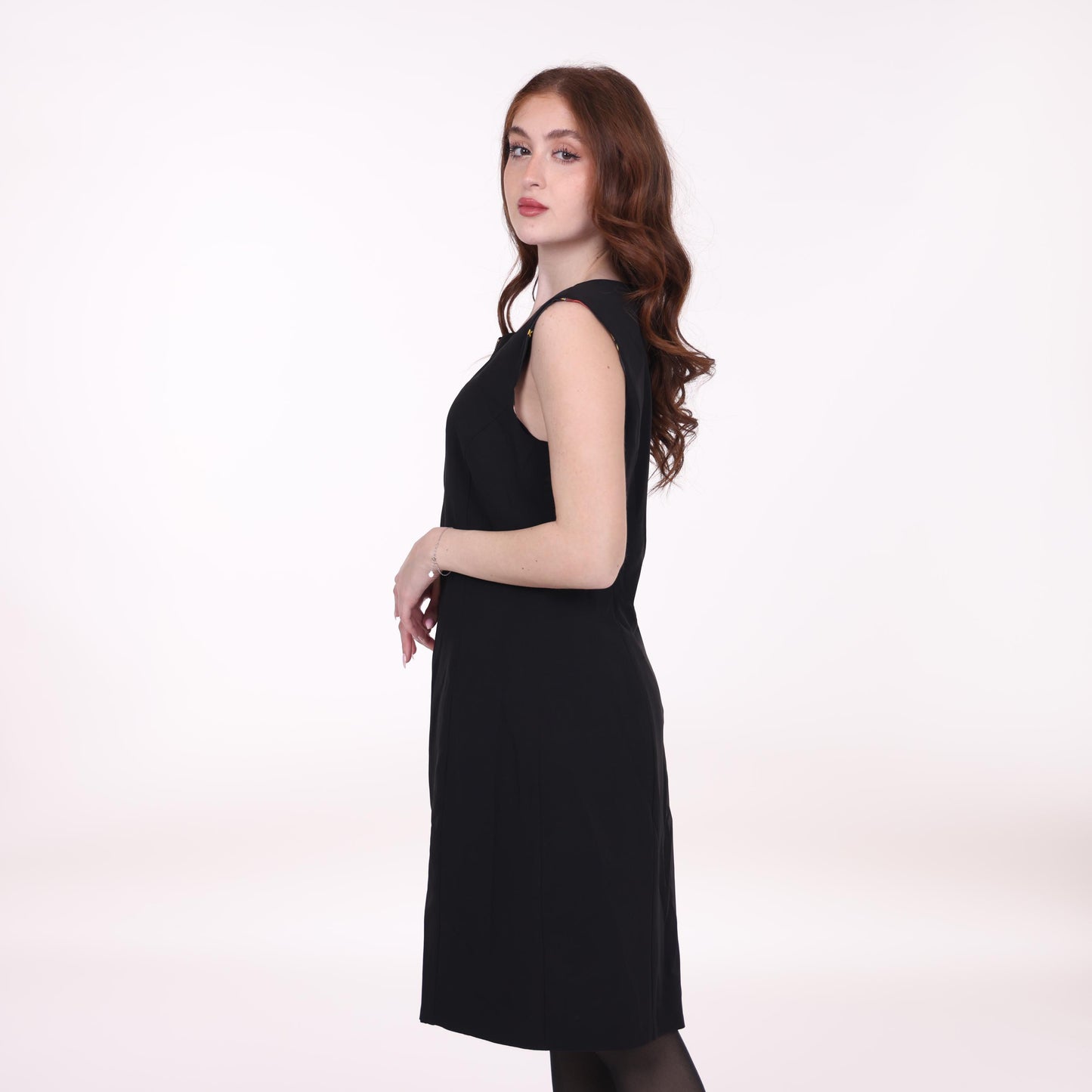 Black Sleeveless Zip-Front Midi Dress