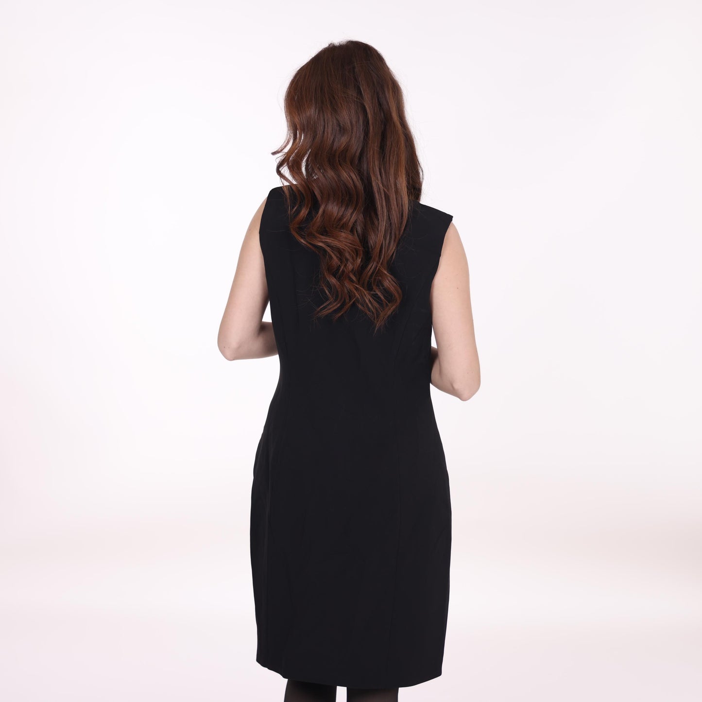 Black Sleeveless Zip-Front Midi Dress