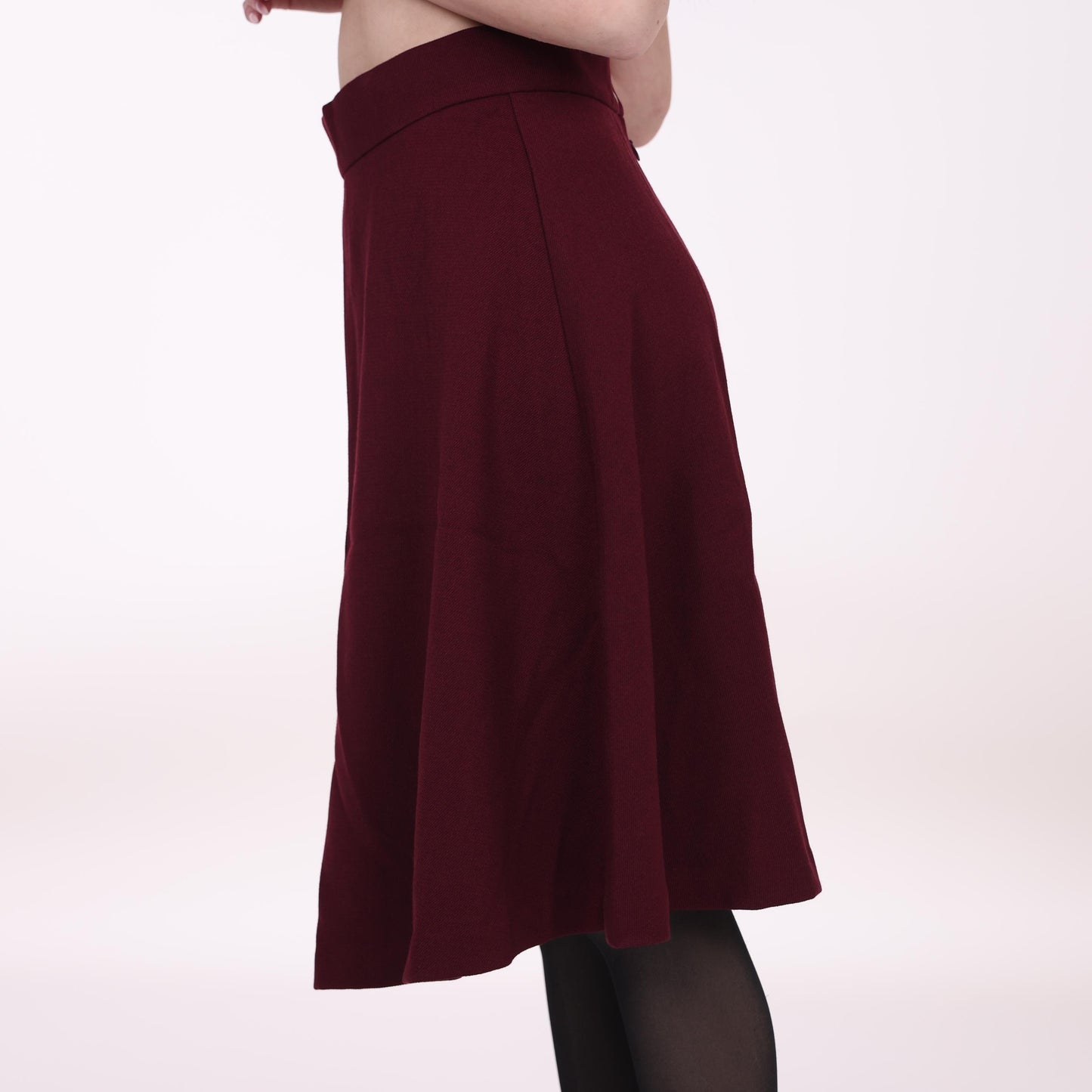 Burgundy A-Line Midi Skirt