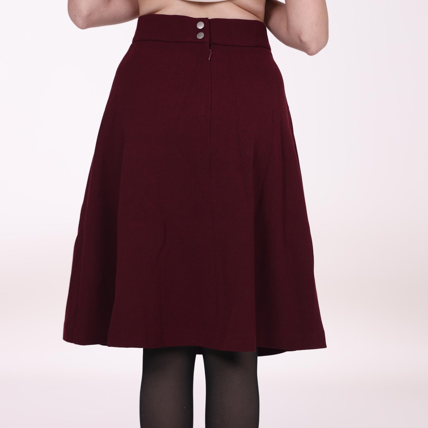 Burgundy A-Line Midi Skirt