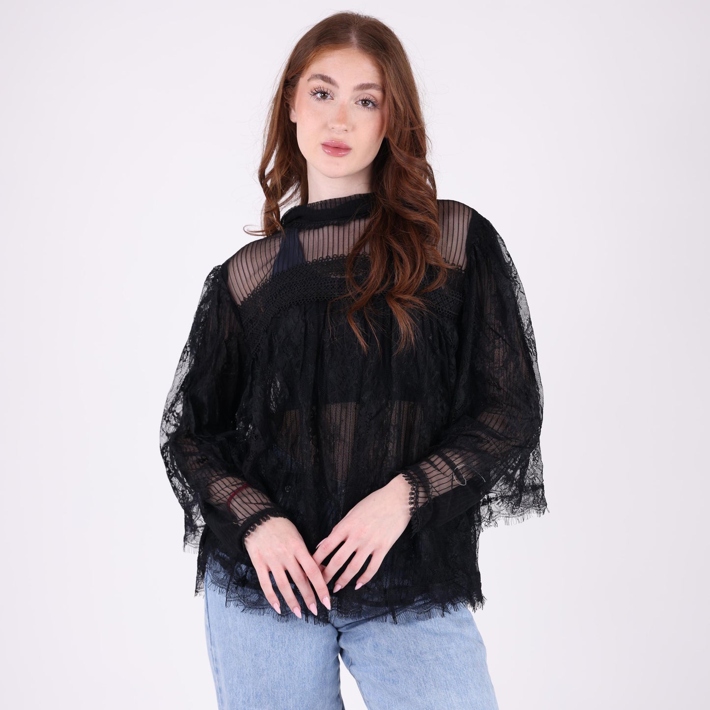 Black Sheer Lace Top