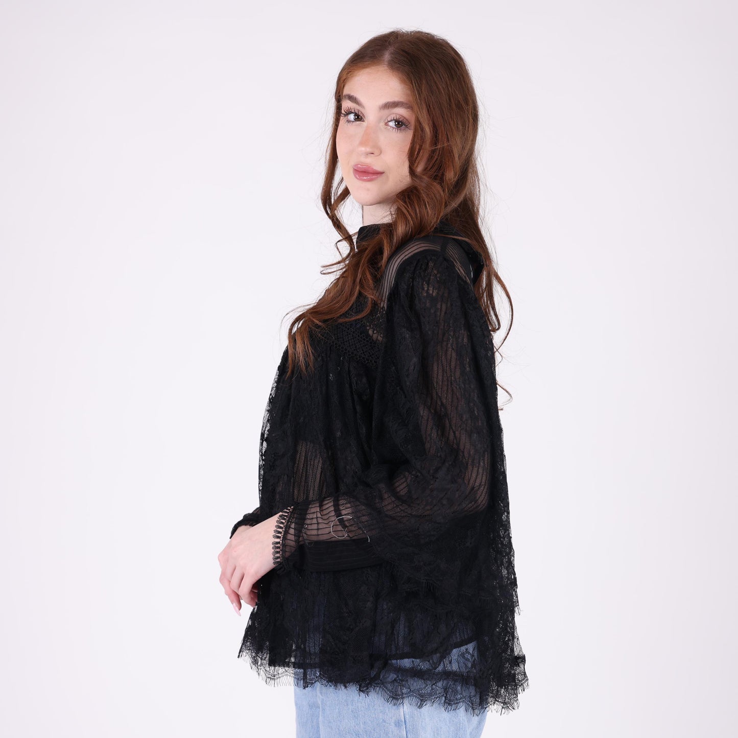 Black Sheer Lace Top