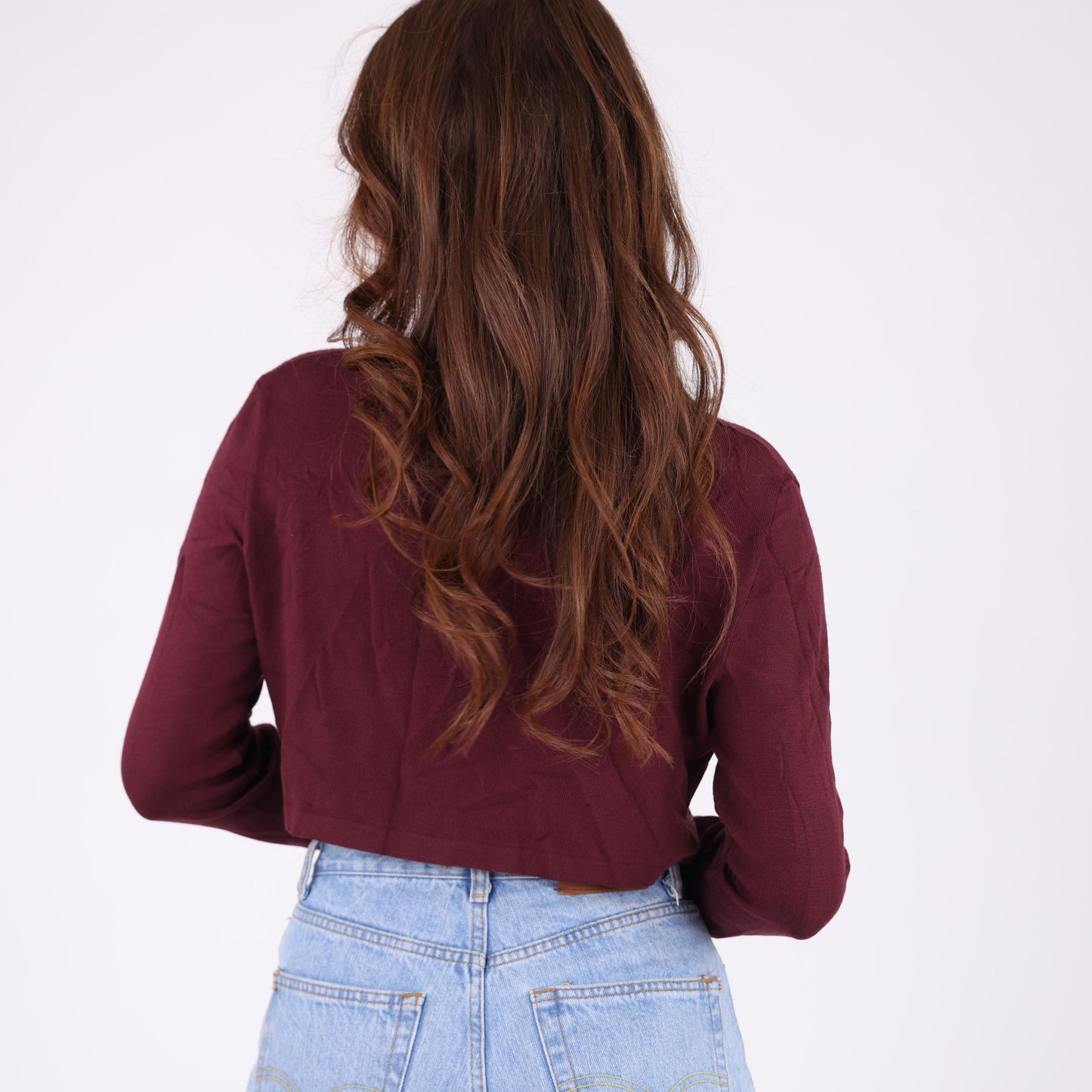 Burgundy Cropped Bolero Cardigan