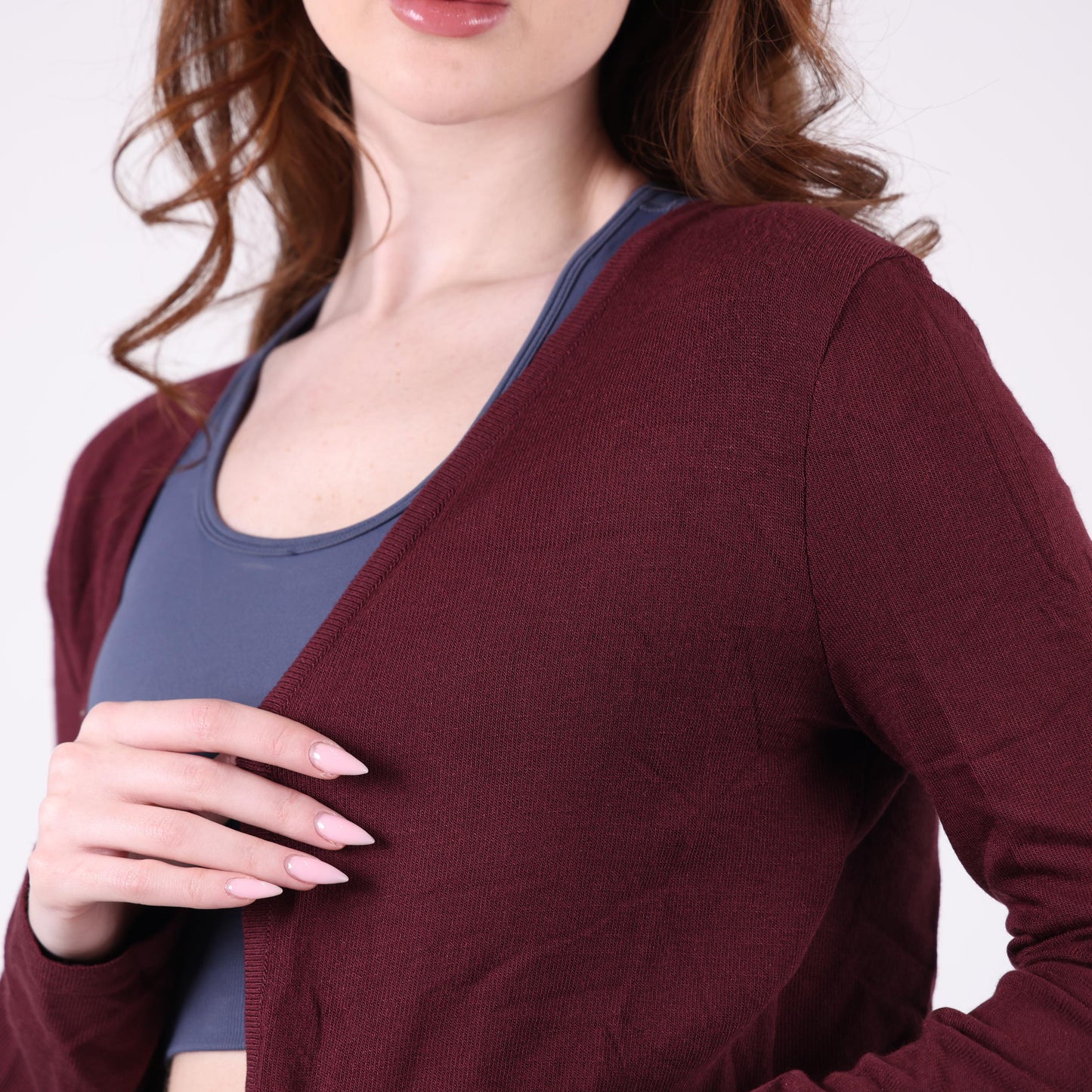 Burgundy Cropped Bolero Cardigan
