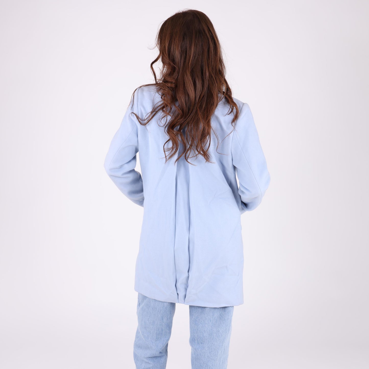 Light Blue Button-Up Coat with Pockets