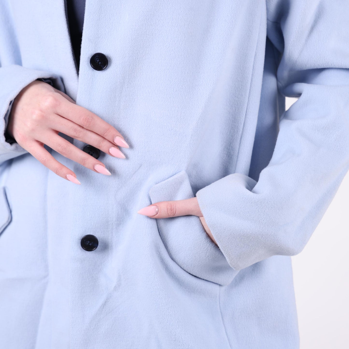 Light Blue Button-Up Coat with Pockets