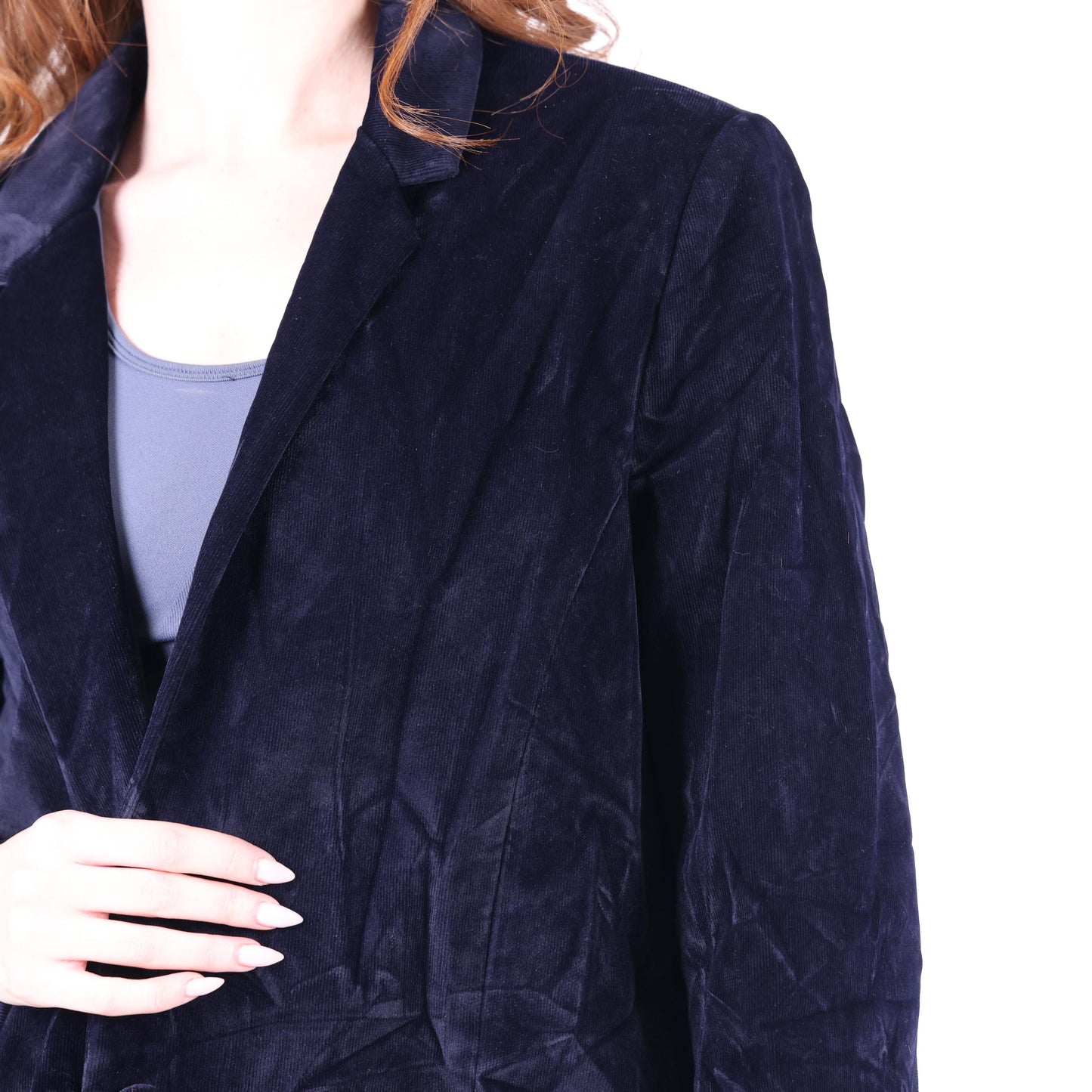 Dark Blue Velvet Blazer