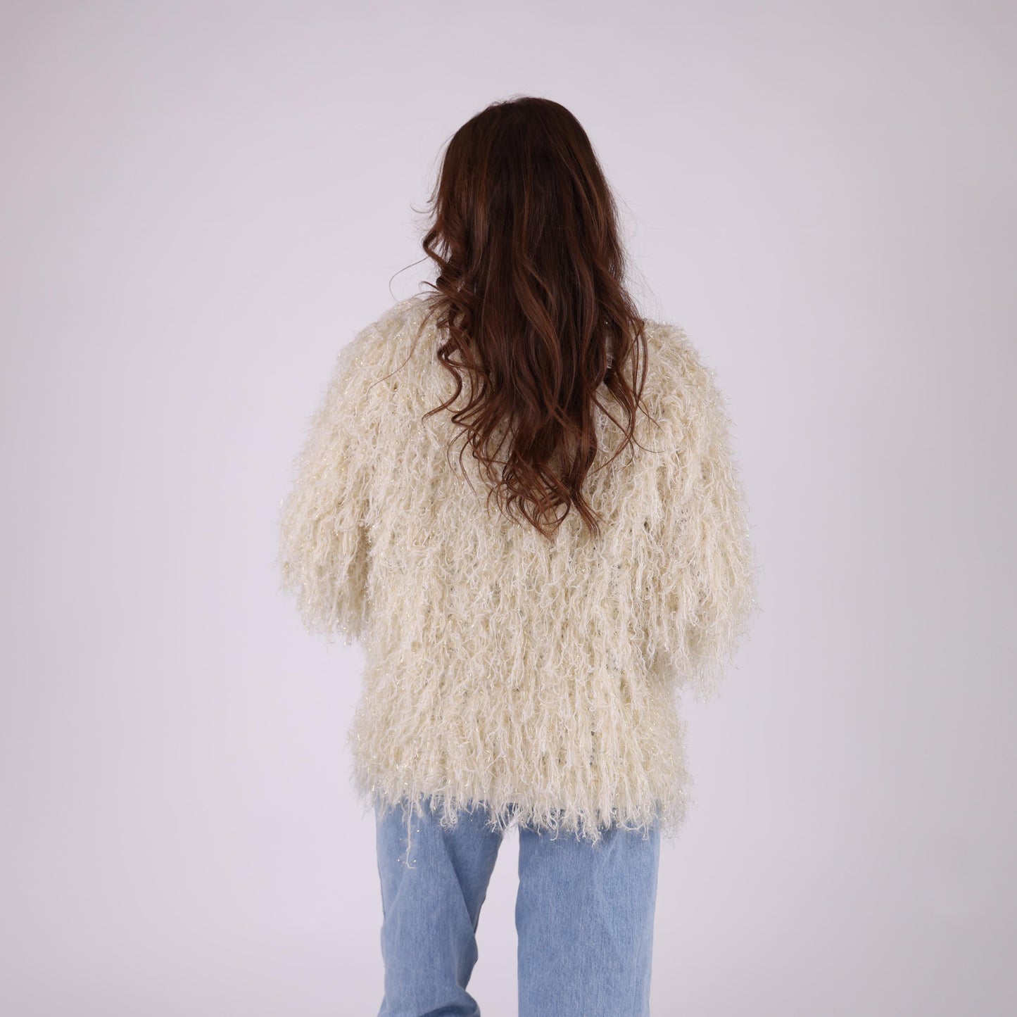 Cream Textured Shaggy Jacket