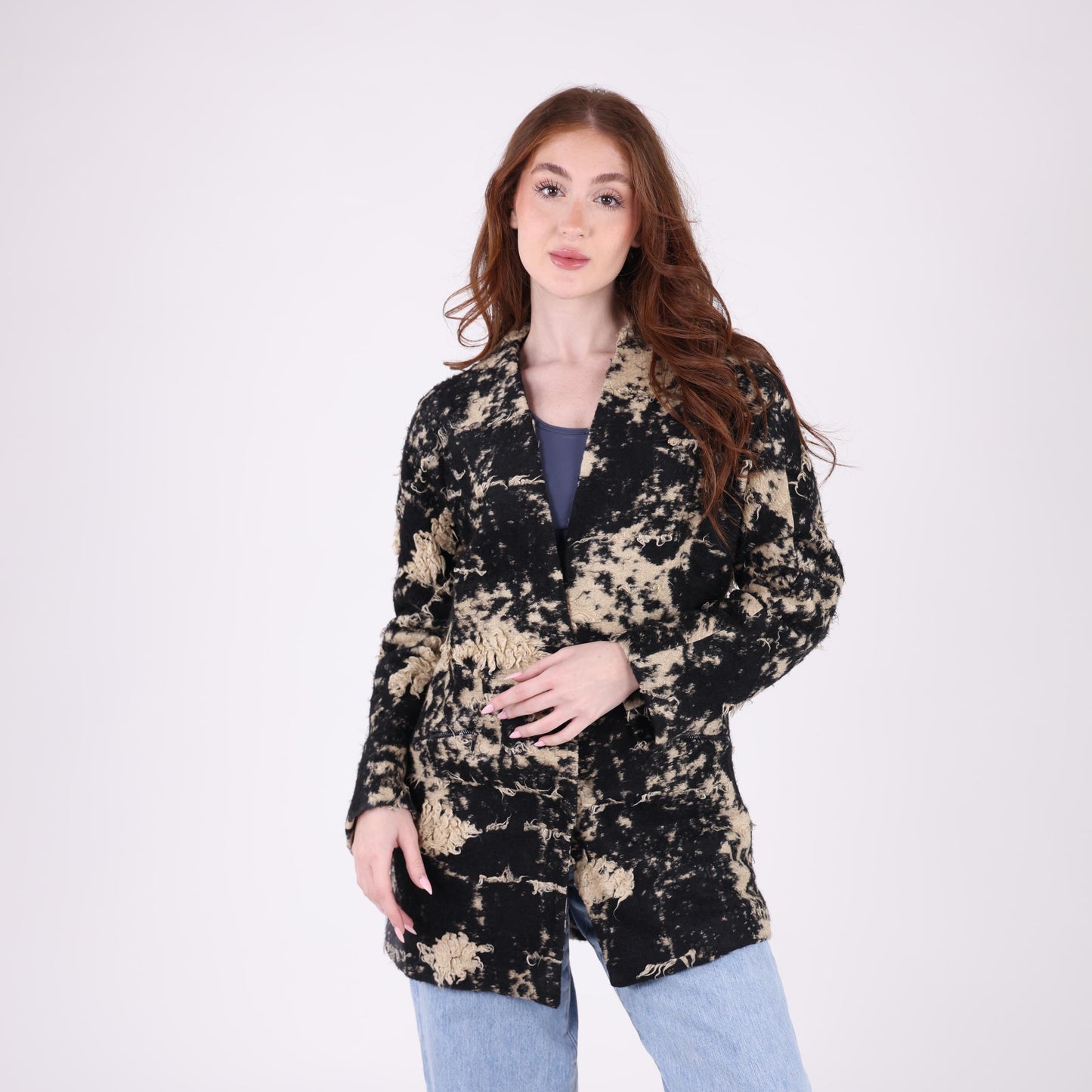 Black and Beige Abstract Pattern Jacket