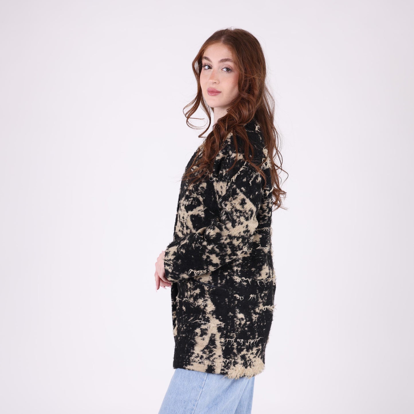 Black and Beige Abstract Pattern Jacket