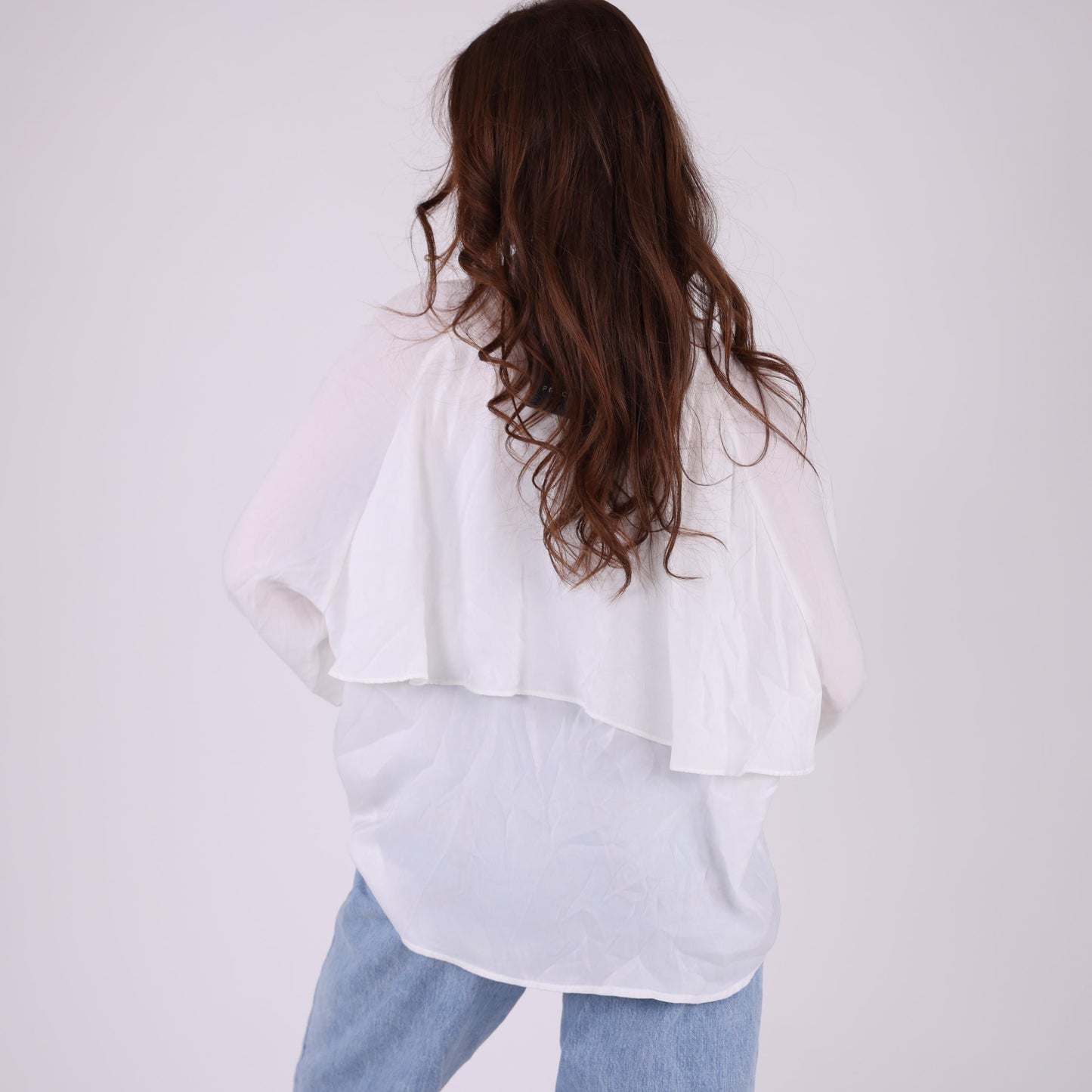 Classic White Button-Up Blouse with Ruffle Cuffs