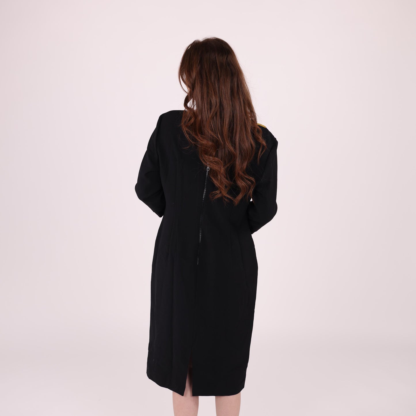 Vintage Black Midi Dress with Color Block Detail