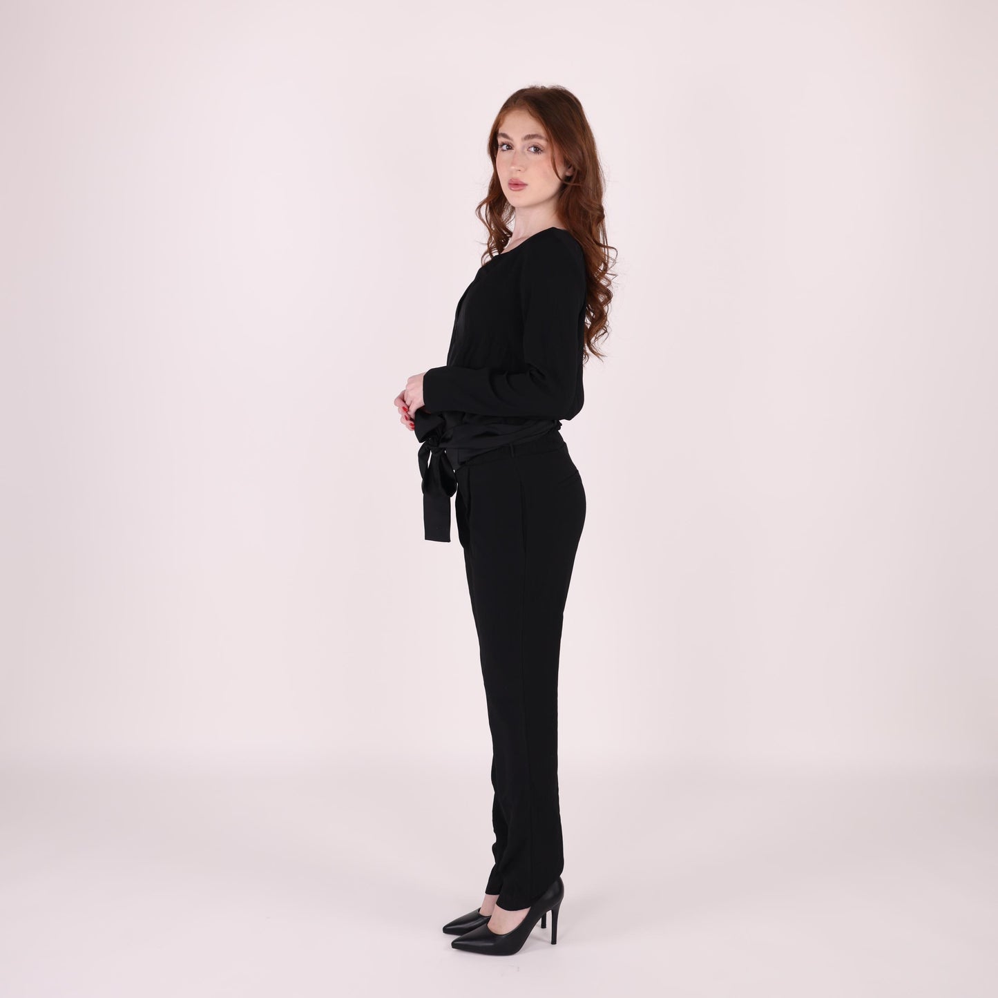 Elegant Black Tie-Waist Jumpsuit