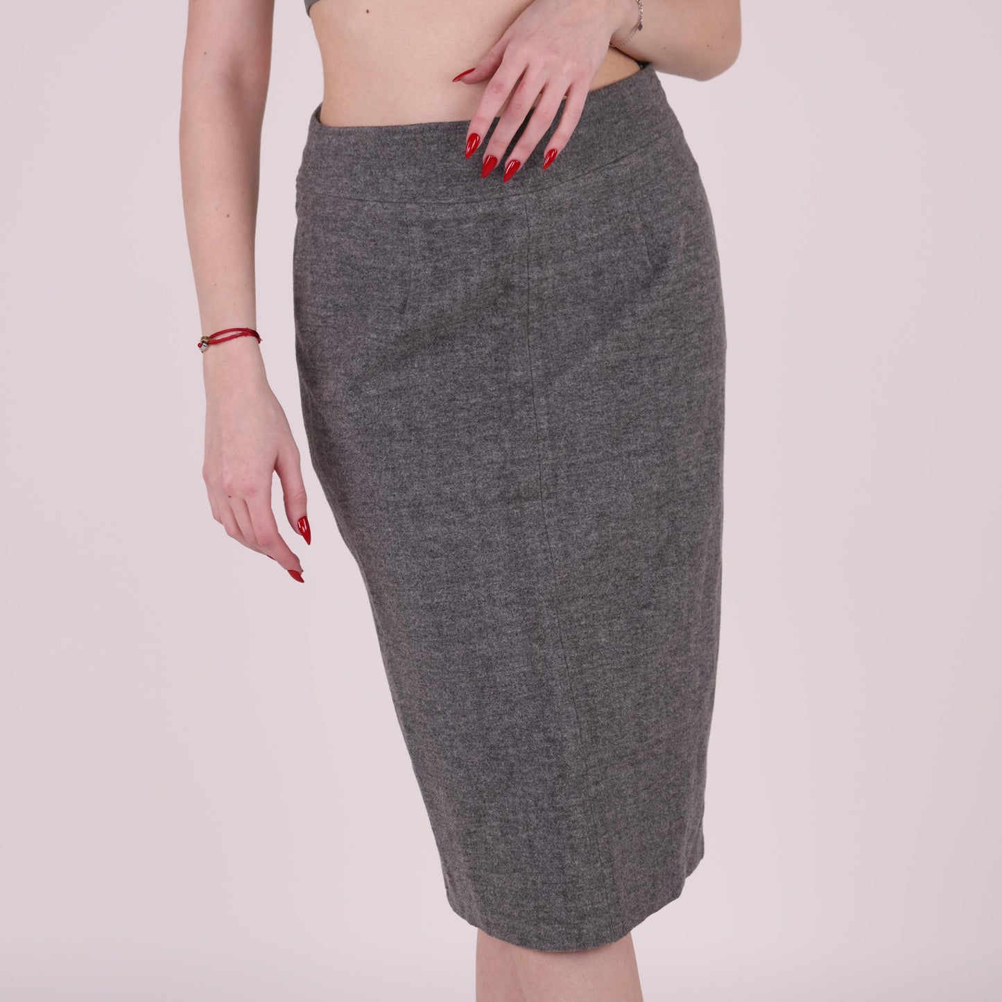 Gray High-Waist Pencil Skirt
