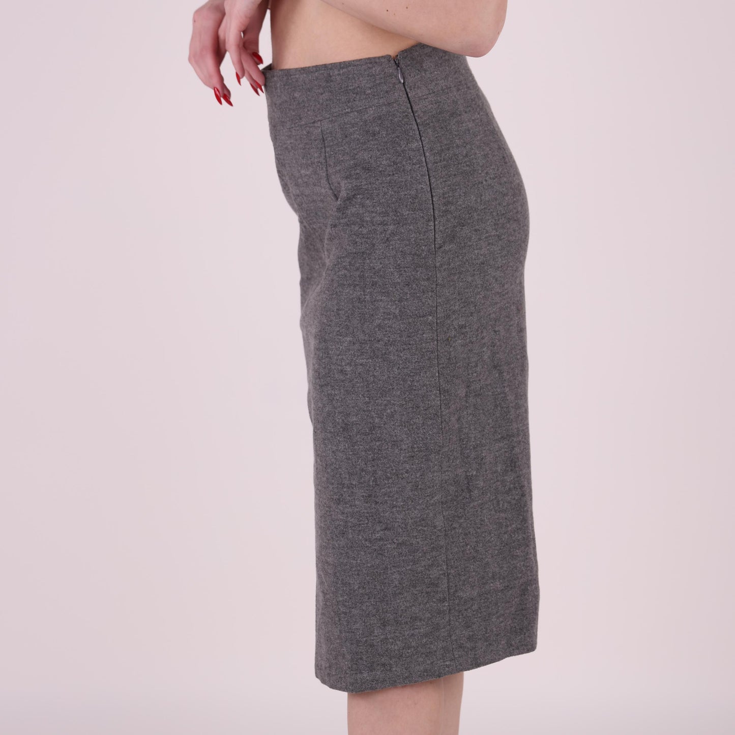 Gray High-Waist Pencil Skirt