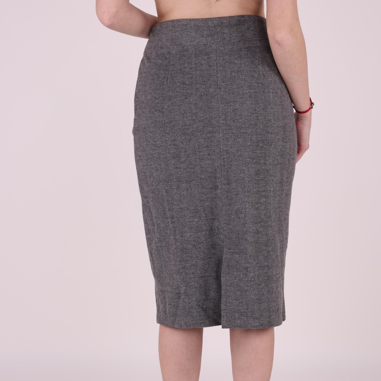 Gray High-Waist Pencil Skirt