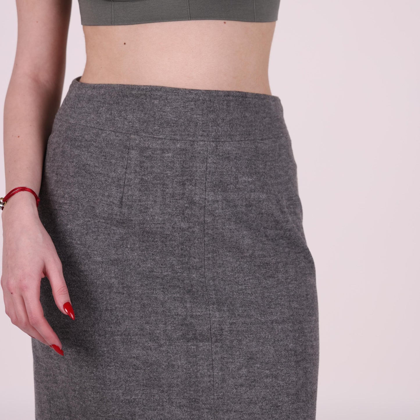 Gray High-Waist Pencil Skirt