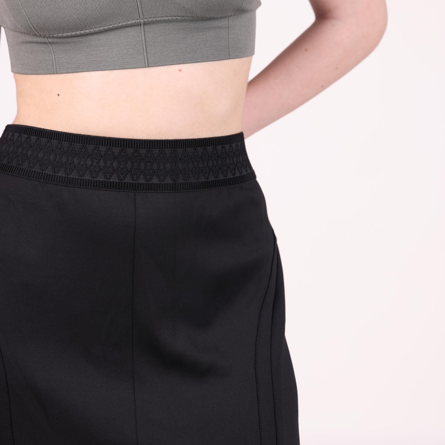 Black High-Waisted Midi Skirt