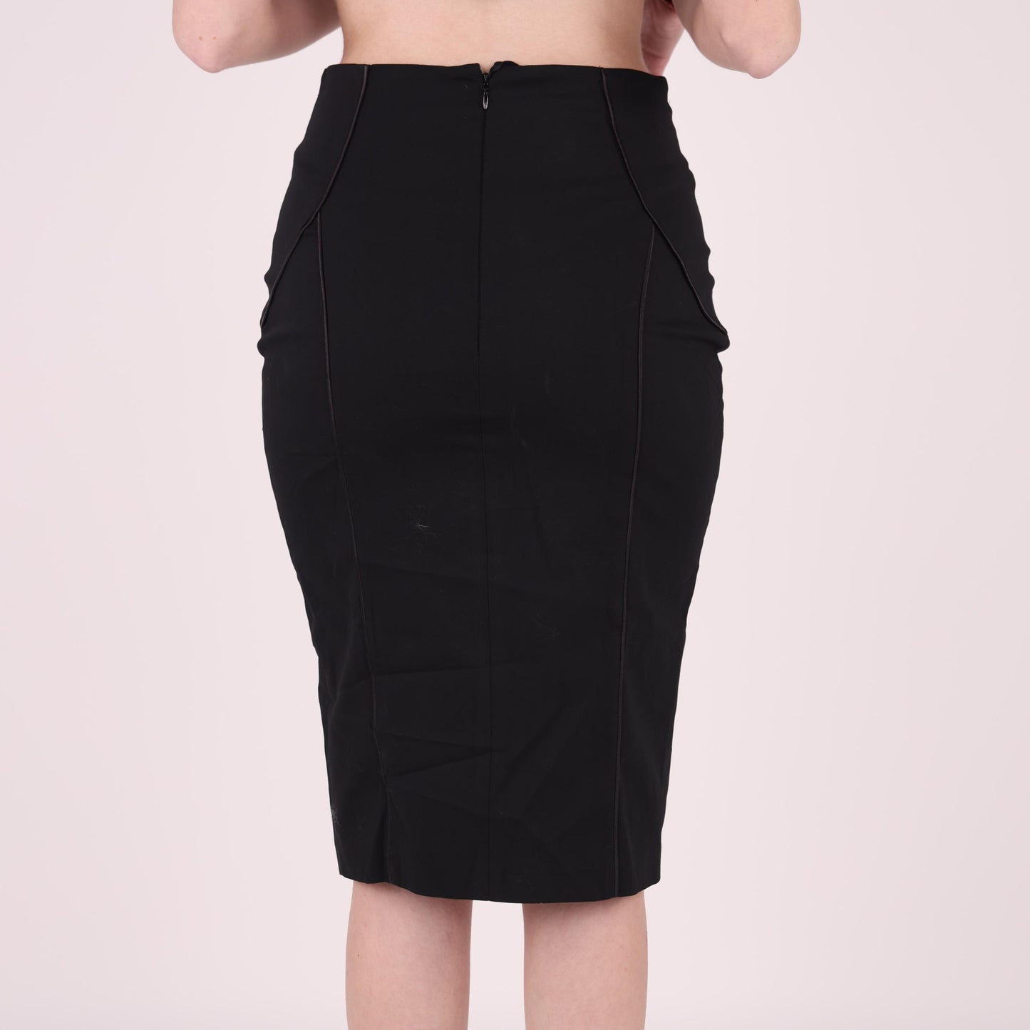 Black High-Waisted Slit Pencil Skirt