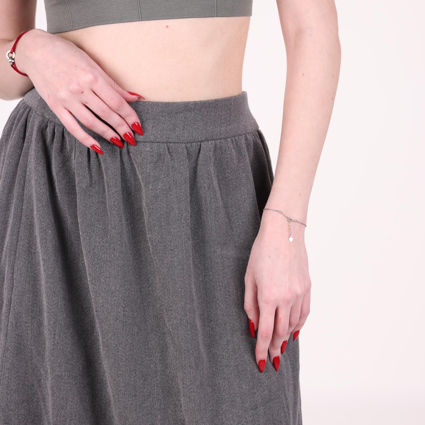 Elegant High-Waisted Grey Maxi Skirt