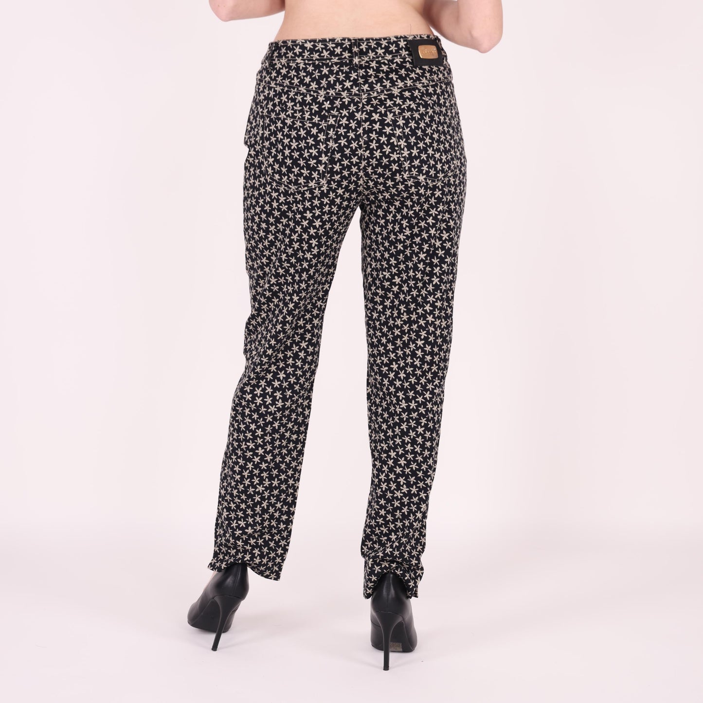 Black Star-Print Straight-Leg Jeans