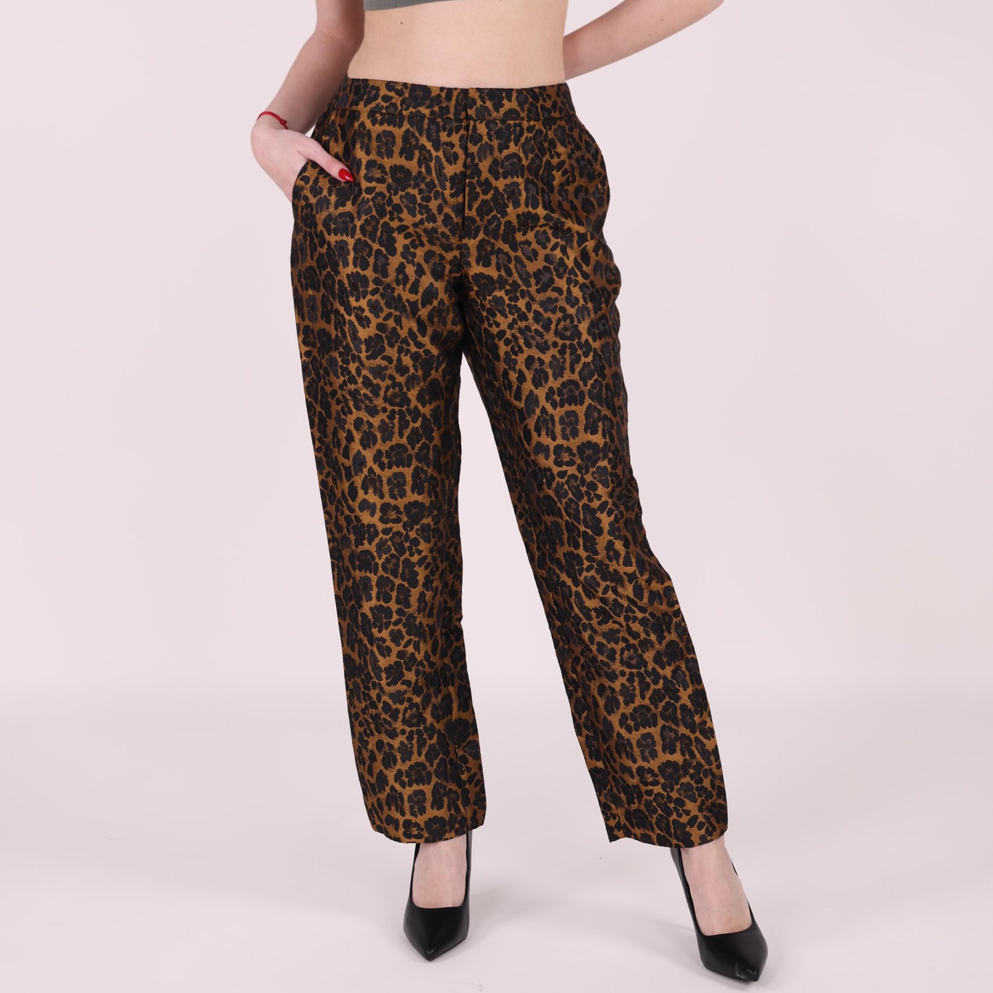 Leopard Print Straight-Leg Pants