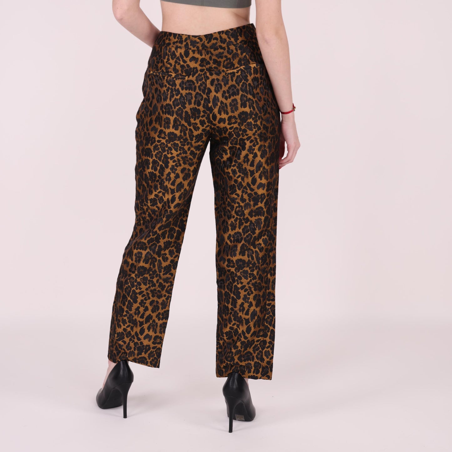 Leopard Print Straight-Leg Pants