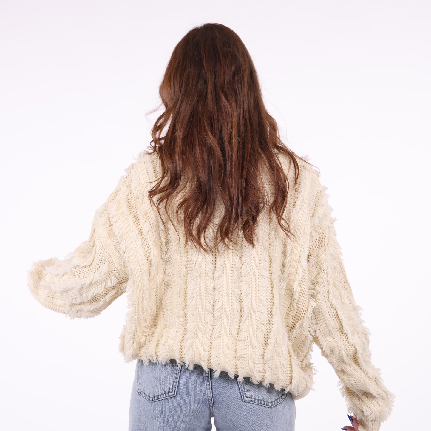 Cream Textured Knit Sweater