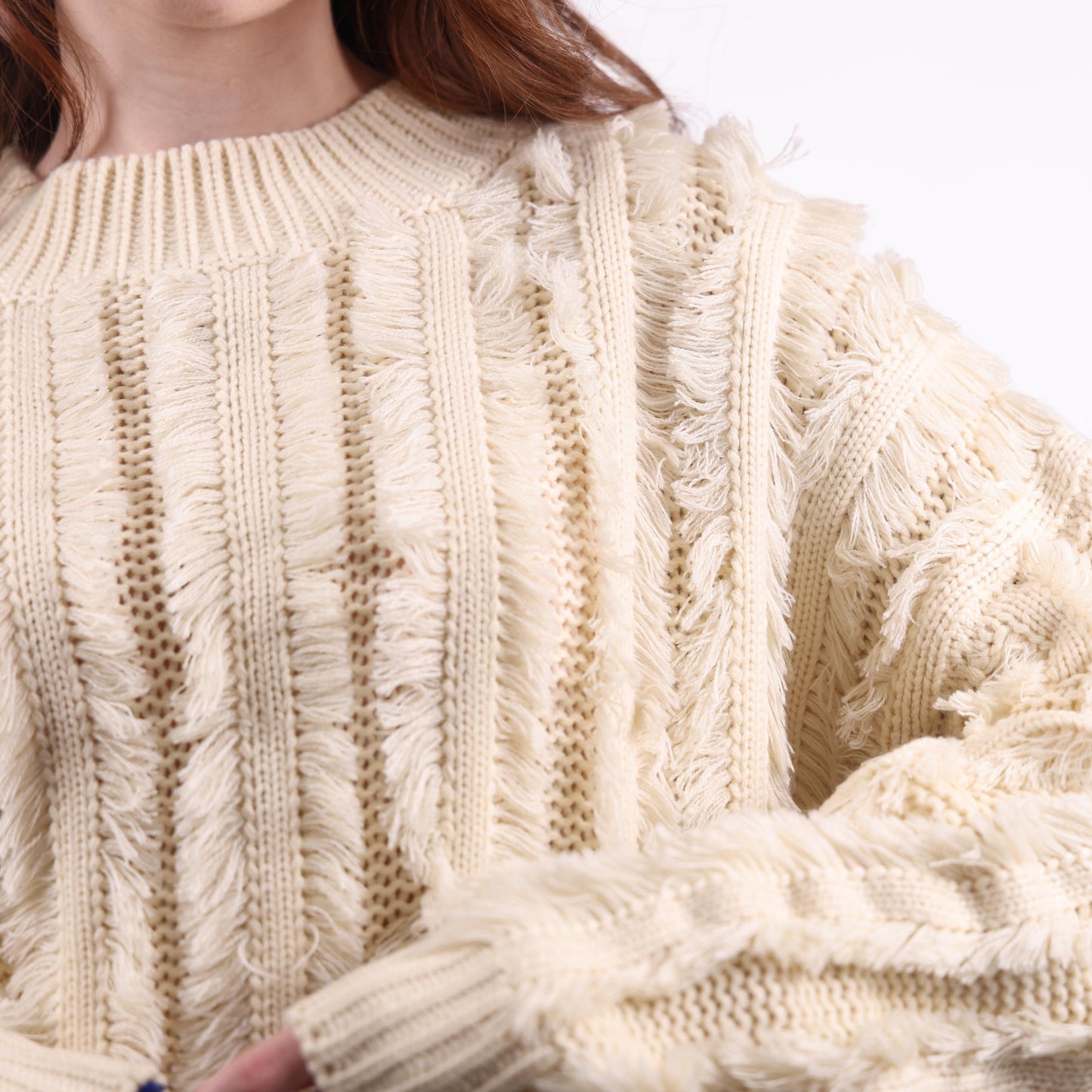 Cream Textured Knit Sweater
