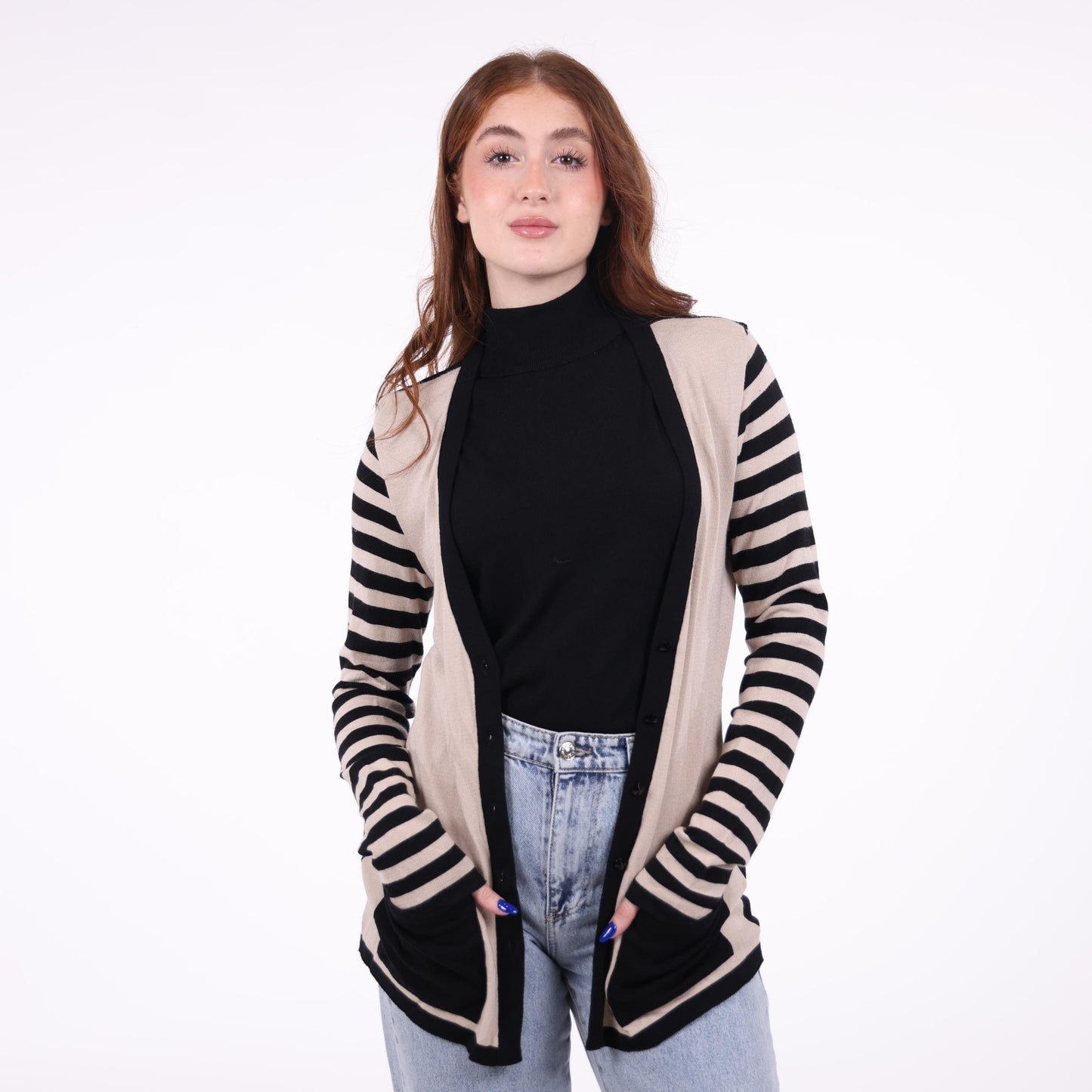 Striped Sleeve Cardigan