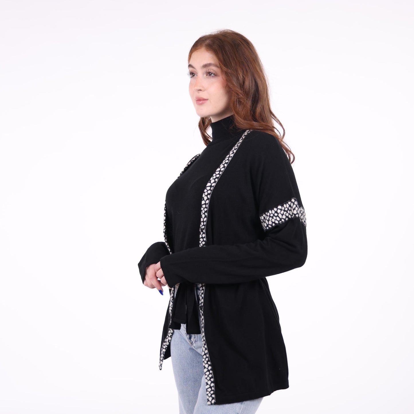 Black Open-Front Cardigan
